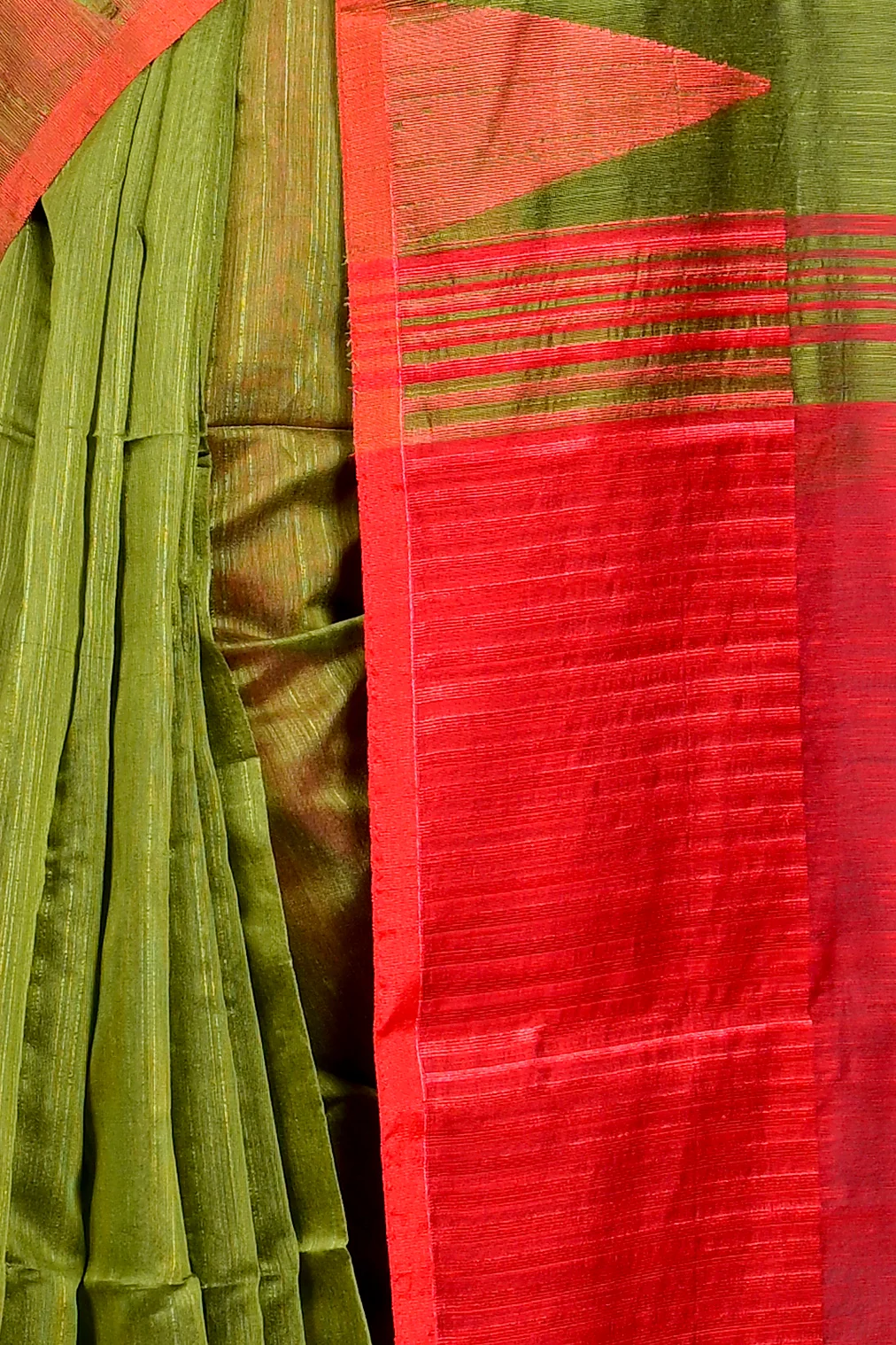 Dark Green Cotton Blended Pariva Hand Loom Saree (349)